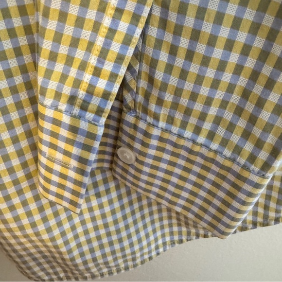 Lafayette 148 New York light blue, yellow, and white, Casual Button Down Shirt - Picture 6 of 14